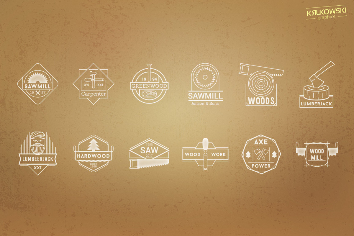 Wood Vector Badges Logo Set, a Branding & Logo Template by Krukowski Graphics (Photo 4 of 6)