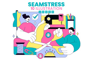 10 Seamstress Vector Illustration, a Person Illustration by denayunebgt