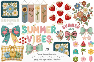 Faux Yarn Summer PNG Bundle, an Illustration by SinaCreation