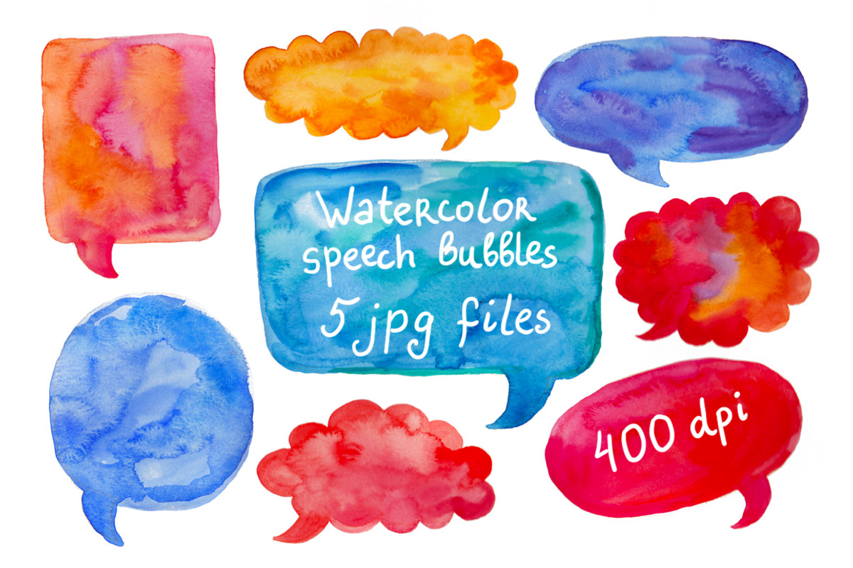 Watercolor speech bubble set, an Illustration by natsa (Photo 1 of 5)