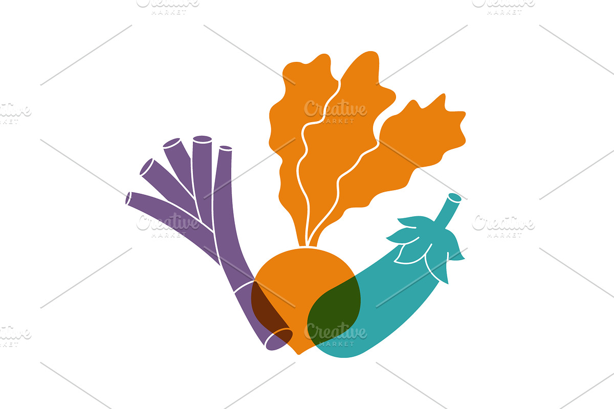 Fresh vegetables color icons. Spring, an Object Illustration by GraphiShop