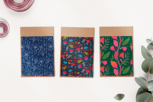 Indonesian Floral Batik Patterns Set