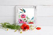 Red Poppies, flowers Clipart, Bird,, an Illustration by NickMitrushov (Thumbnail 4 of 4)