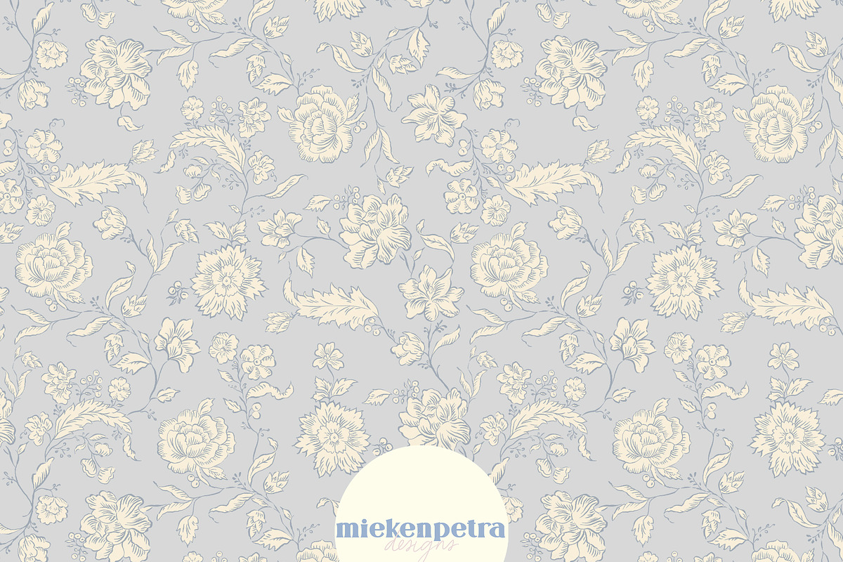 Vintage Light Blue Floral, a Pattern Graphic by Mieken Petra Designs (Photo 1 of 3)