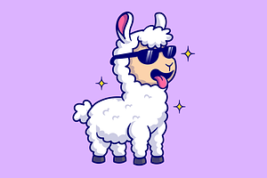 Cute Cool Llama Alpaca With Glasses, an Animal Illustration by Catalyst Labs