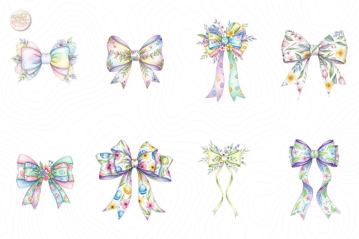 Pastel Easter Bow PNG Clipart Cute., an Object Illustration by KennedyStudio (Photo 2 of 5)