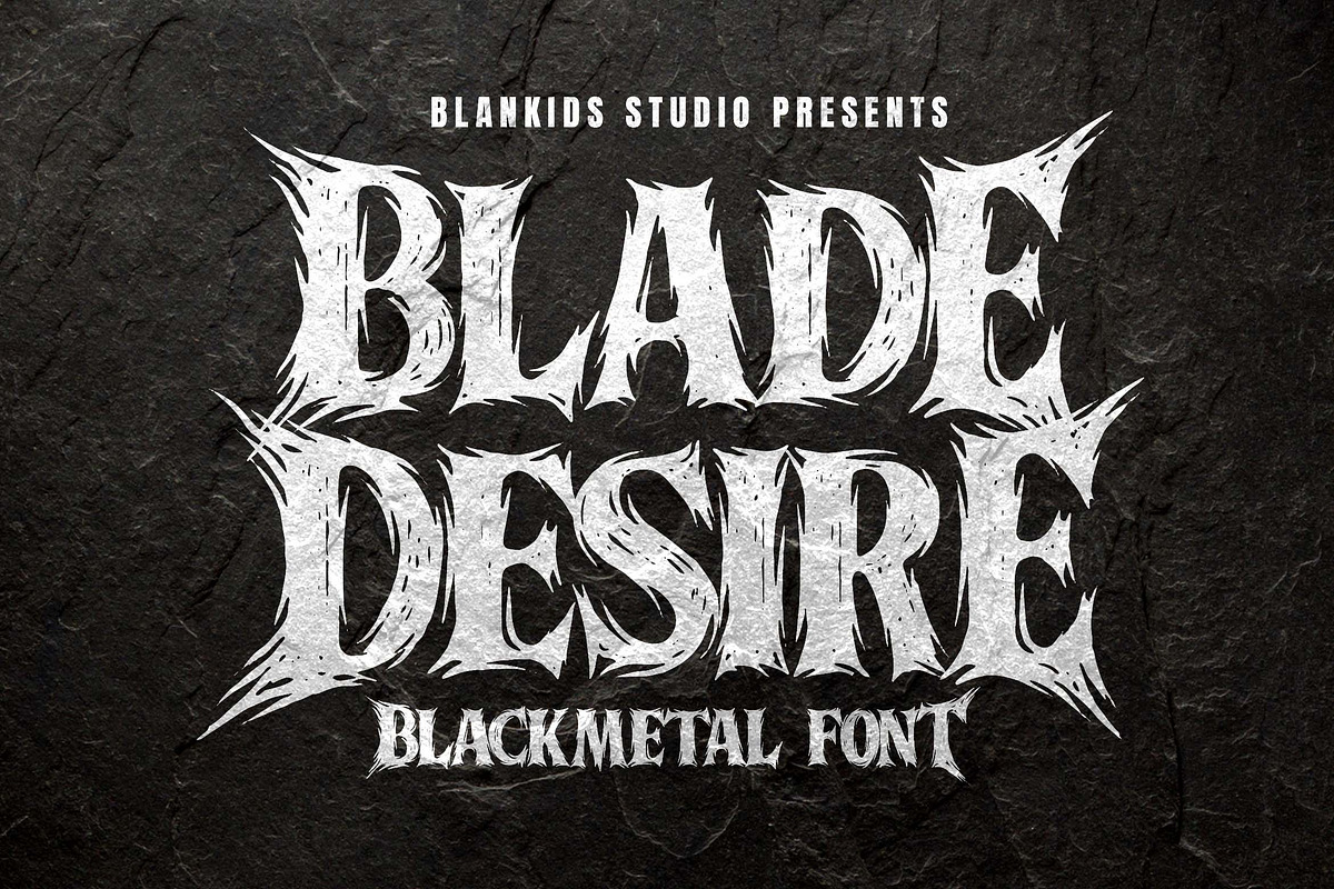 Blade Desire a Blackmetal Font, a Blackletter Font by Blankids Studio (Photo 1 of 10)