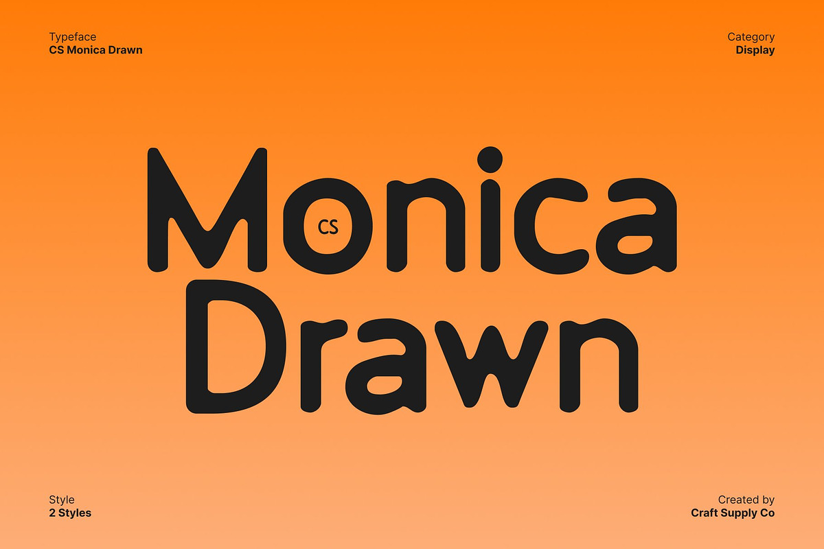 CS Monica Drawn, a Sans Serif Font by Craft Supply Co. (Photo 1 of 8)