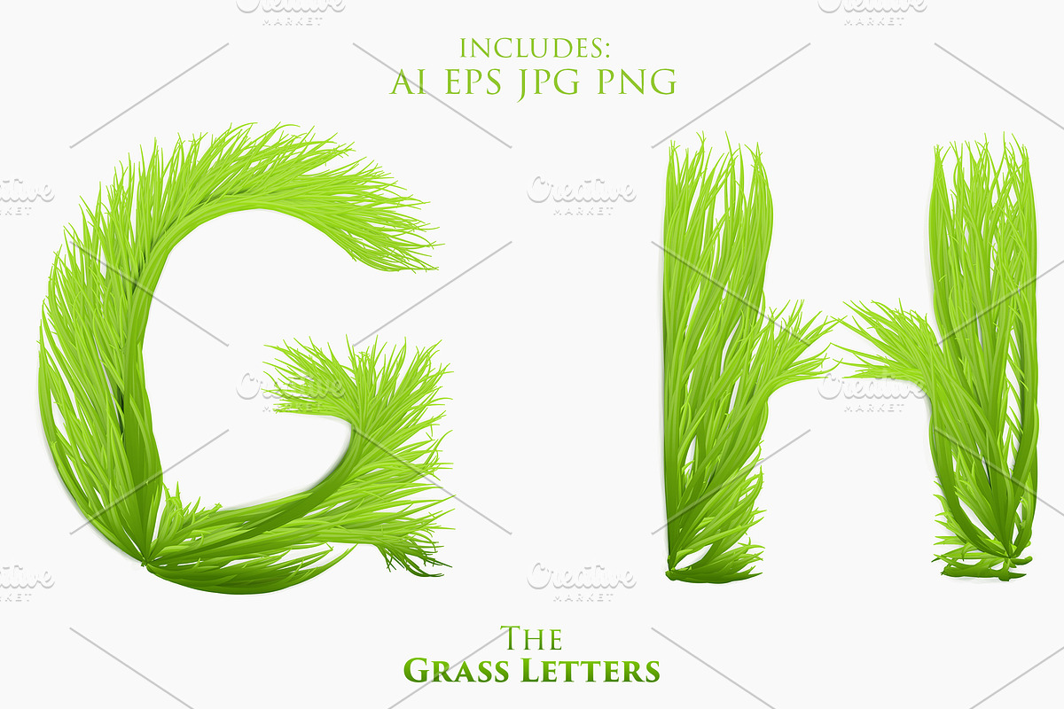 Vector Grass Letters Set, a Decorative Illustration by GarryKillian