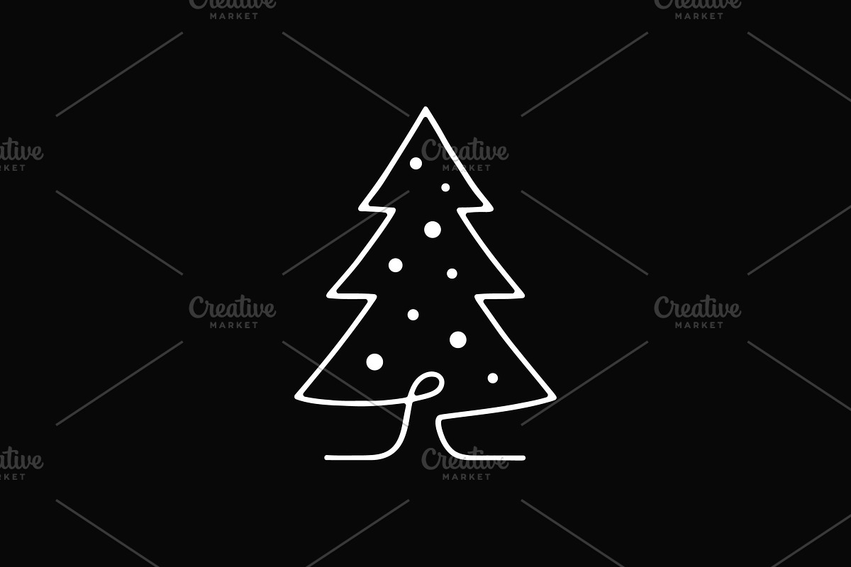 Swirling Line Christmas Tree, a Branding & Logo Template by Vectorium Studio (Photo 1 of 2)