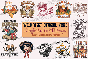 Wild West Cowgirl Vibes PNG Bundle, a Graphic by Pet Cave