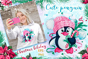 Cute penguin and Christmas. Winter, a Decorative Illustration by Maycat_store (Thumbnail 1 of 3)