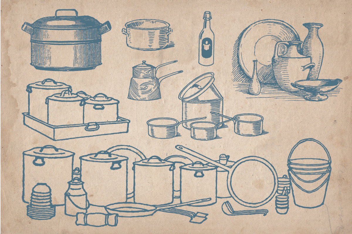64 Vintage Kitchenware elements preview 5
