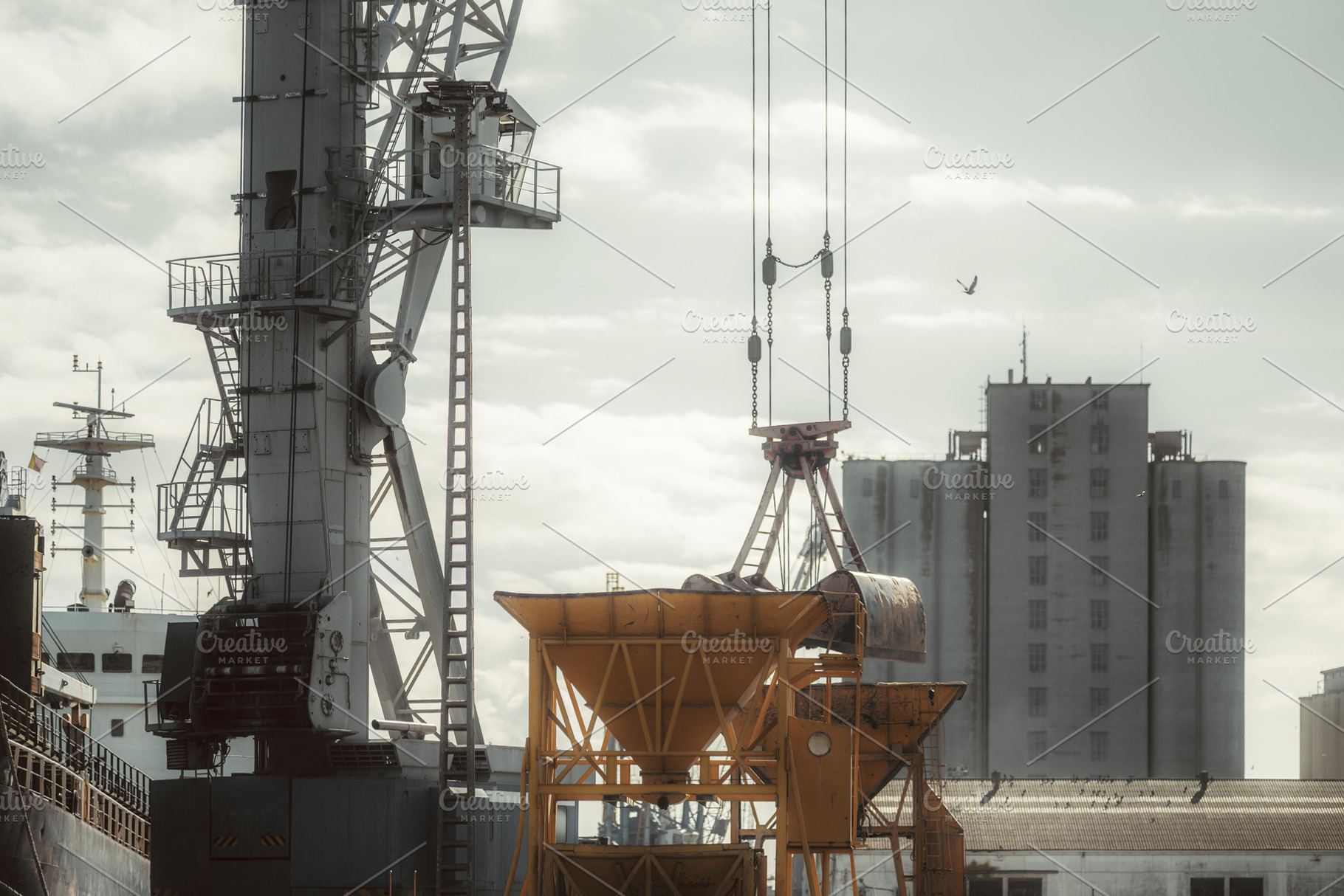 Port crane loading bulk materials, an Industrial Photo by SkyNext