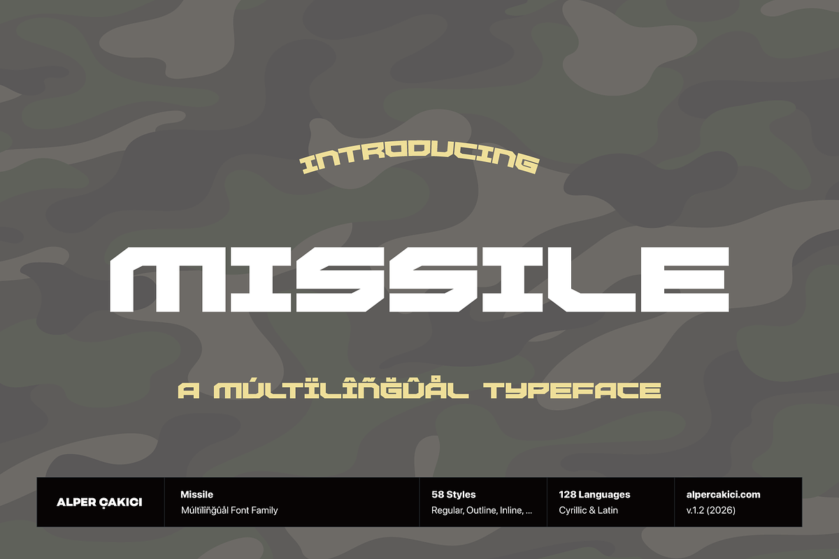 Missile An Army Inspired Typeface, a Sans Serif Font by alpercakici (Photo 1 of 14)
