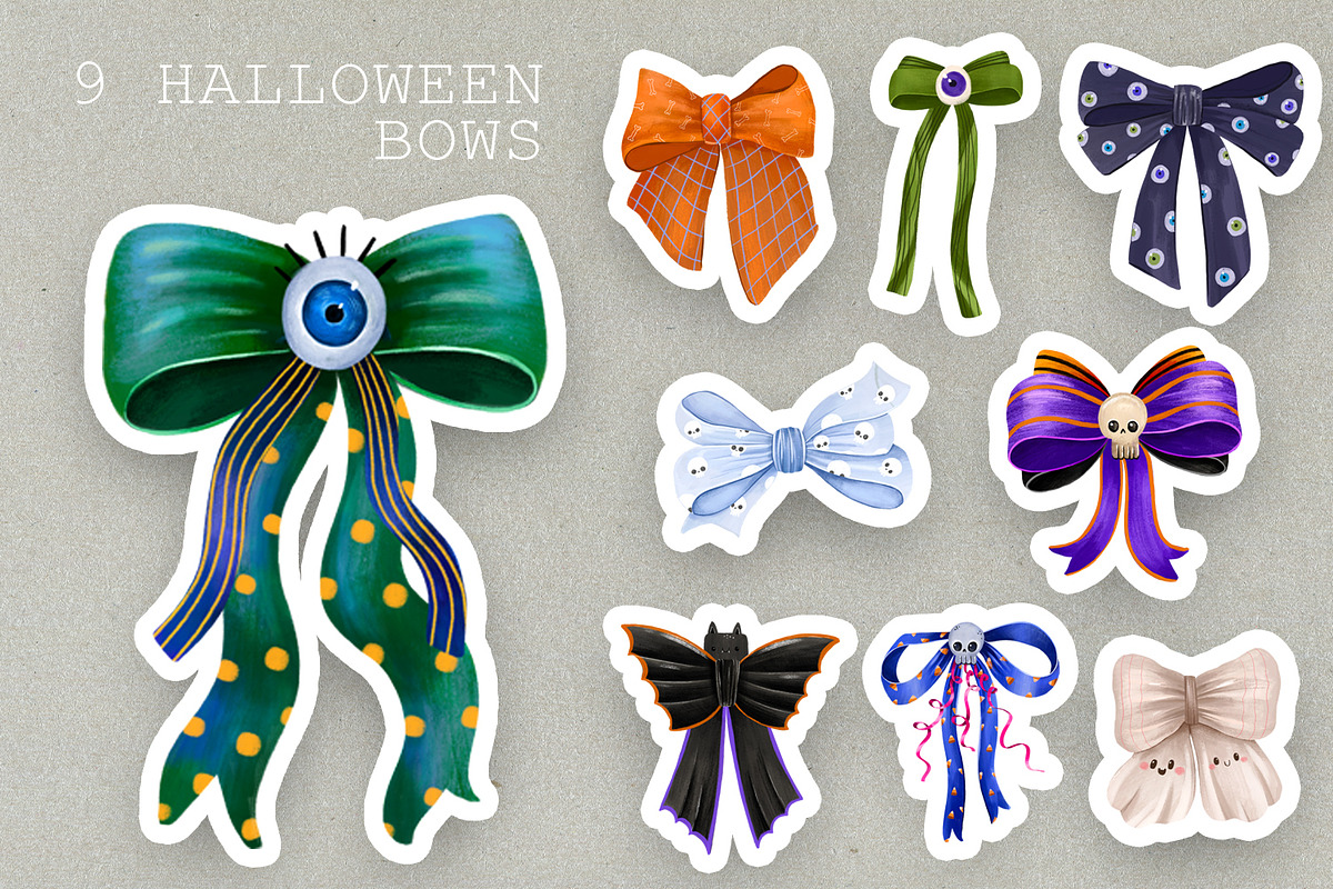 Halloween Bows Clipart Hand Drawn, an Object Graphic by the_myro (Photo 3 of 12)