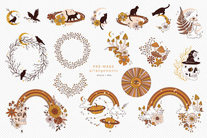 Boho Halloween Autumn Graphic Set