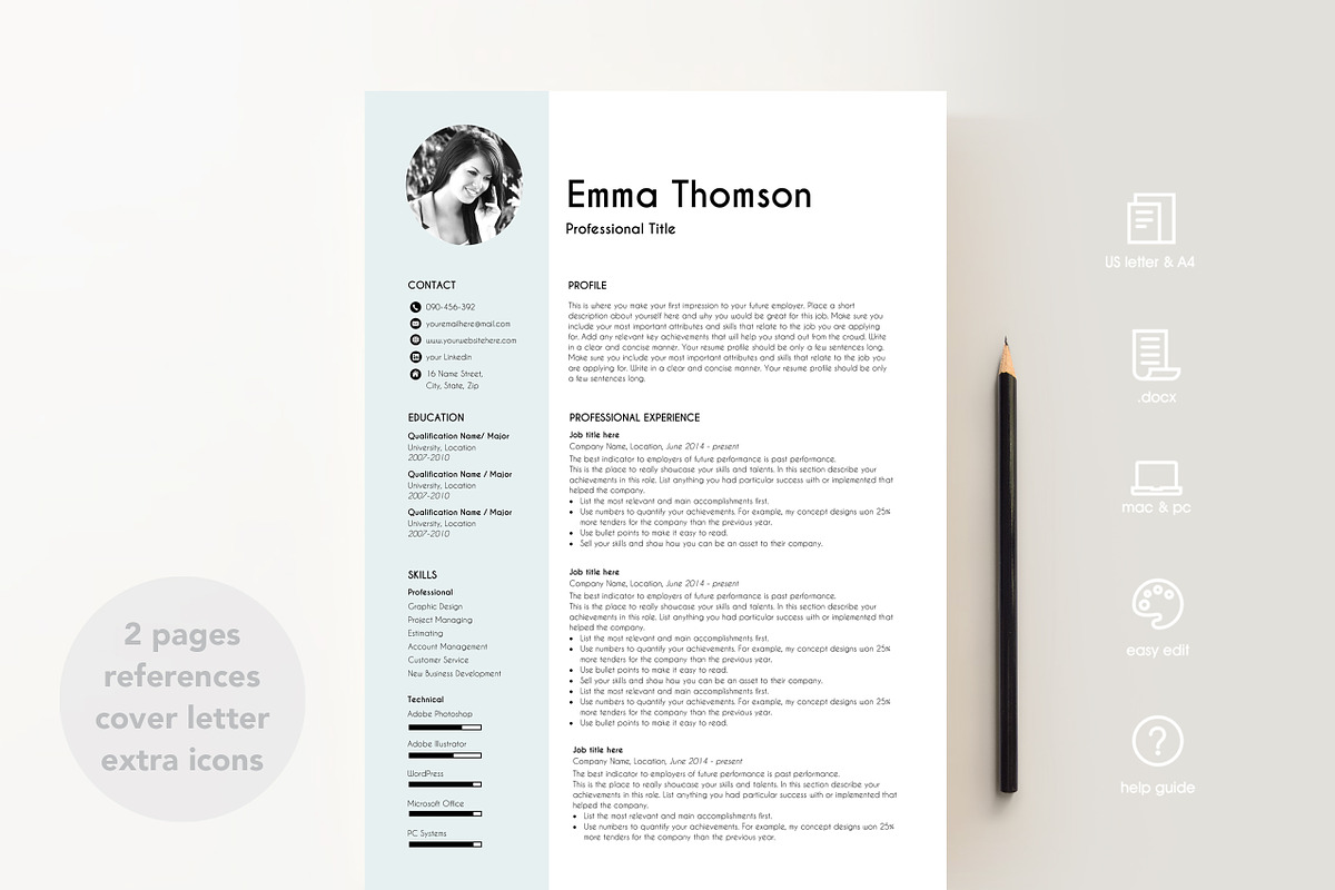 resume with photo, a Resume Template by PinkJellyfish (Photo 6 of 8)