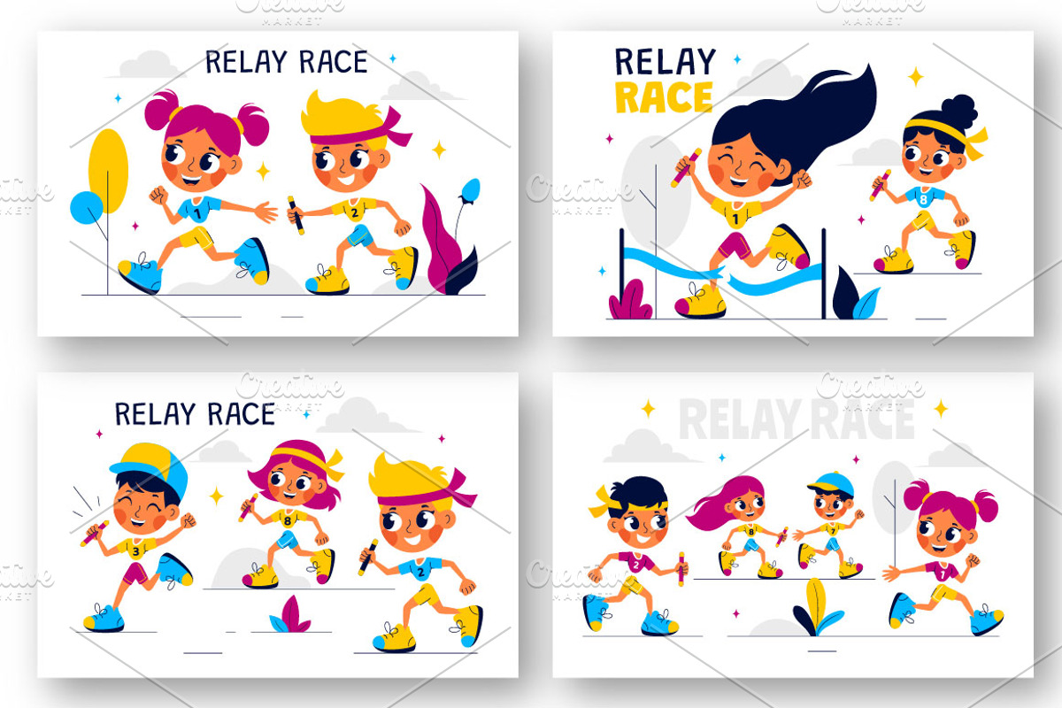 8 Relay Race Sports Illustration, a Sport Illustration by denayunebgt (Photo 3 of 3)
