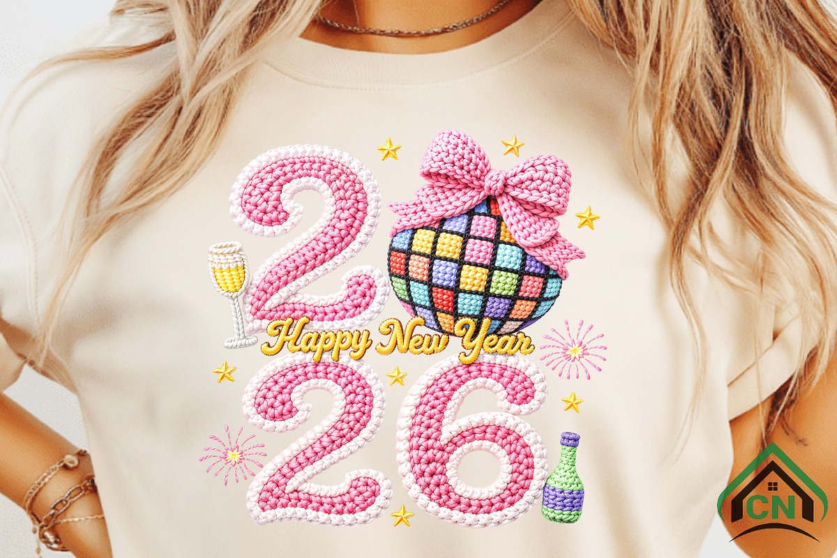 Faux Yarn Happy New Year 2026 PNG, an Illustration by Craft Nest (Photo 8 of 8)