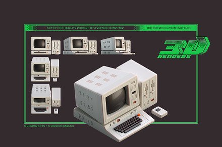 Vintage Computer PNG Set