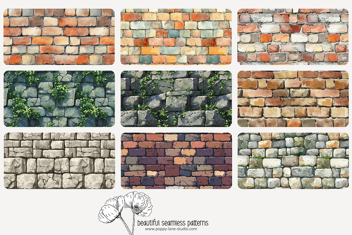 80 stone wall seamless pattern, a Pattern Graphic by Poppy Lane Studio (Photo 5 of 11)