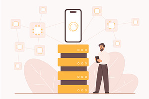 Dapps decentralized application p2p, a Technology Illustration by Lemberg Vector
