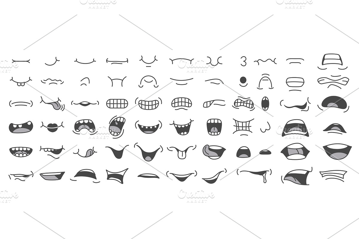 Cartoon mouth doodle, an Illustration by Lemberg Vector