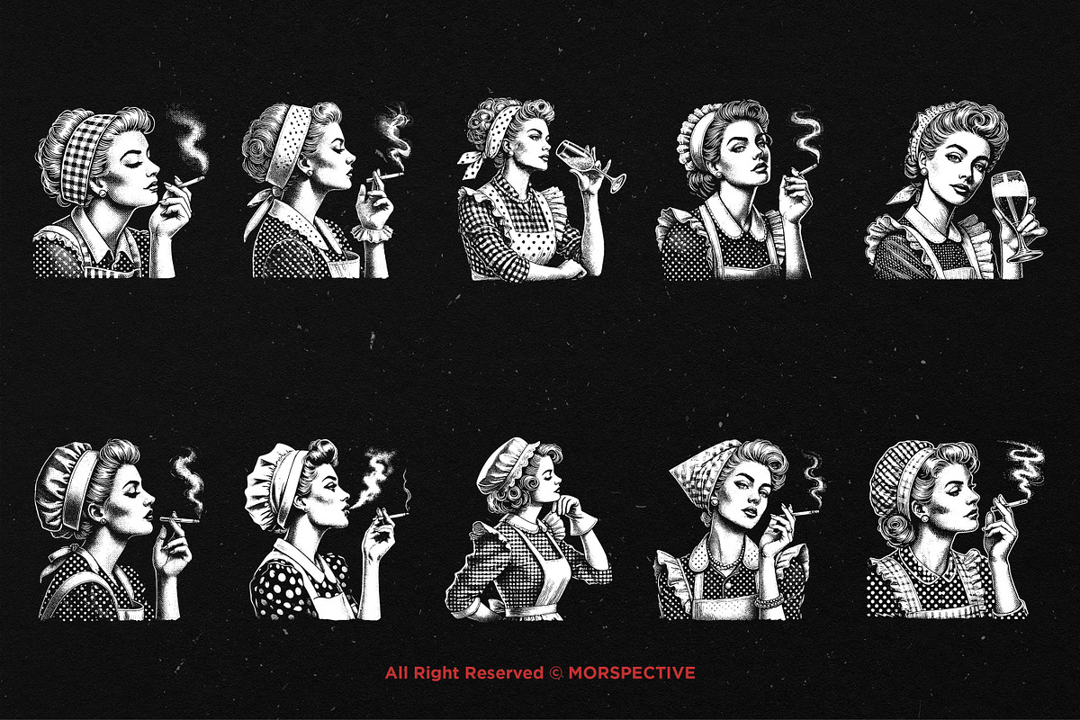 10 Bundle Dark Art Retro Housewife, an Illustration by Morspective (Photo 6 of 7)