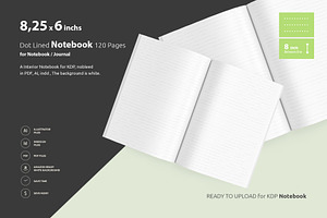 Dot Lined Notebook 8mm - 8.25x6