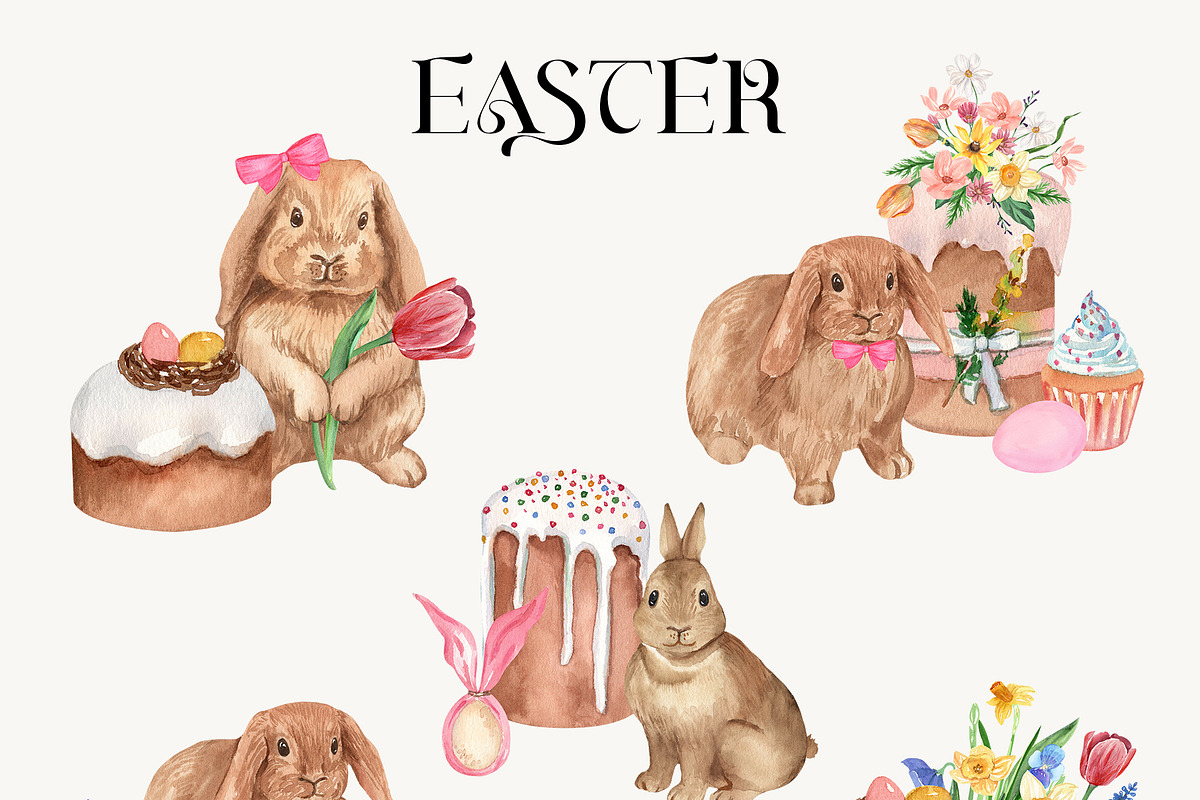 Petite Bunnies & Spring Wildflowers, a Seasonal Illustration by Catch the Dream Art (Photo 7 of 14)