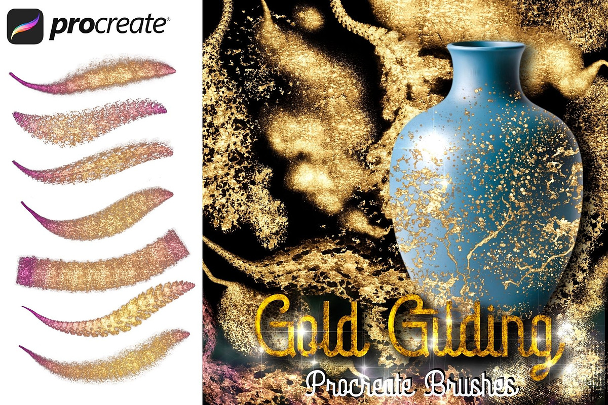 Procreate Metallic Gold Gilding, a Brushes & More by Fashion Workshop Bkk (Photo 1 of 11)