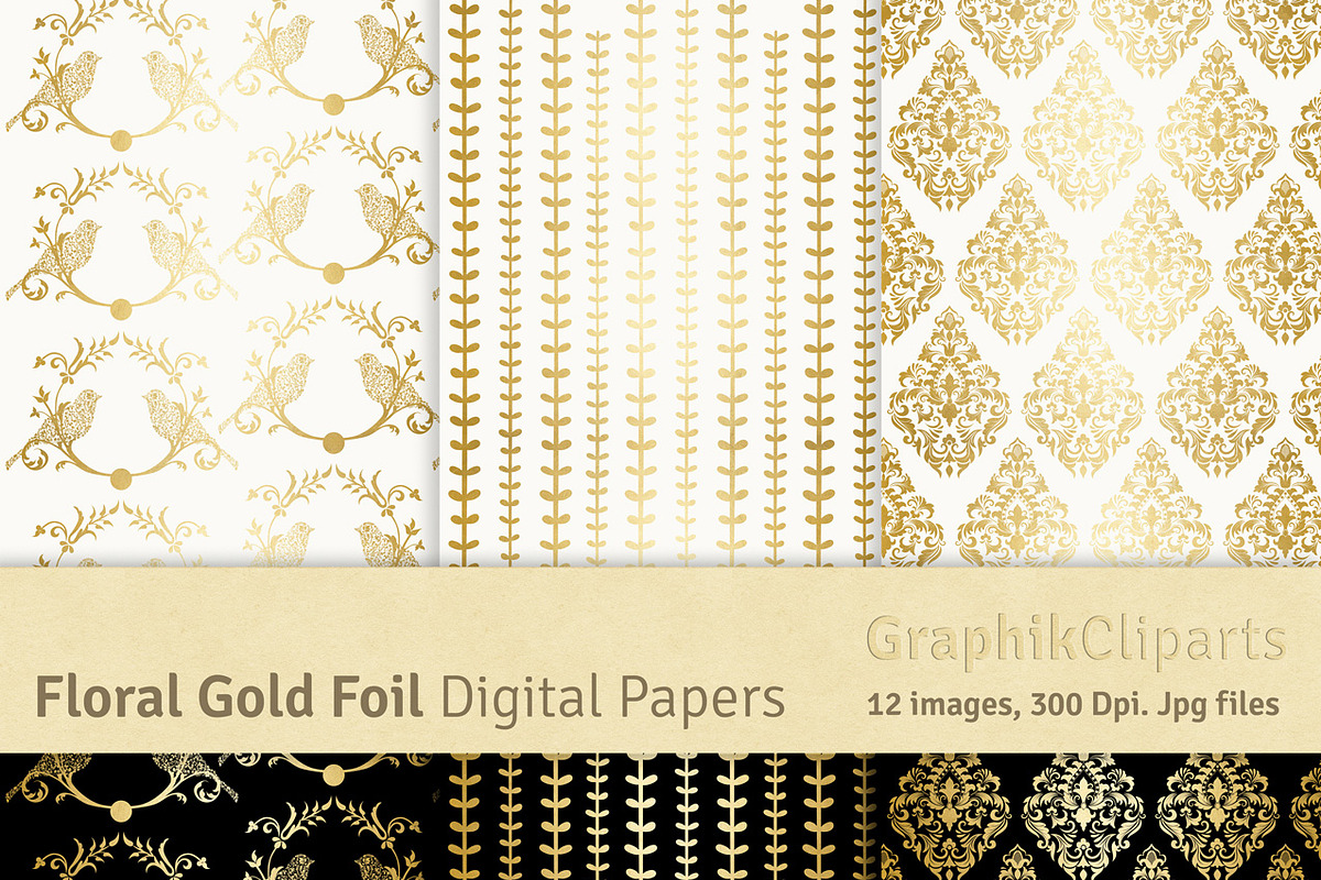 Gold Foil Floral Ornamental, a Texture Graphic by Chus Moreno Studio (Photo 2 of 4)