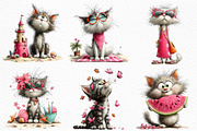 Whimsical Summer Cats Clipart, an Illustration by Craft Nest (Thumbnail 5 of 12)