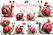 Whimsical Spring Snail Clipart, an Illustration by Craft Nest (Thumbnail 1 of 12)