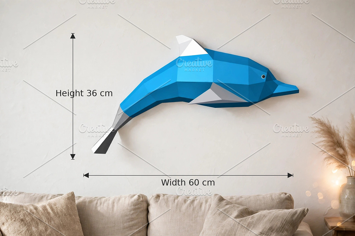 Dolphin wall art - 3d papercraft, a Card Template by PAPER amaze (Photo 5 of 6)