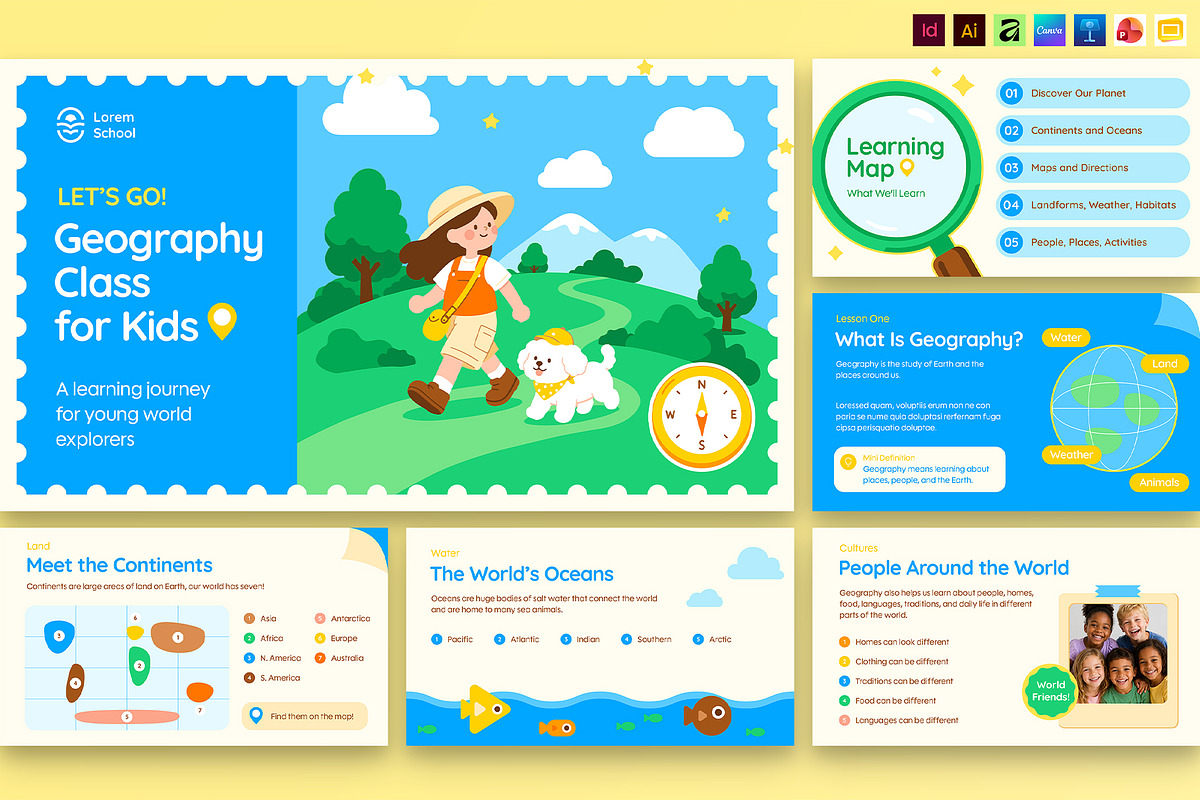 Kids Geography Presentation Template, a Presentation Template by BrandPacks