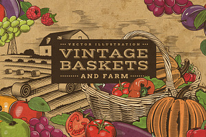 Vintage Fruits & Vegetables Baskets