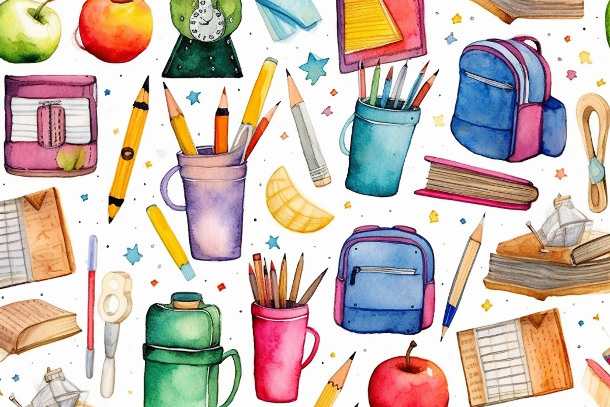 Watercolor Back to School, a Pattern Graphic by Printable Treasure (Photo 6 of 6)