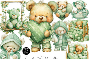 Watercolor Teddy Bear Clipart
