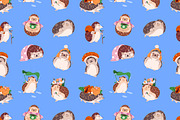 Cute funny hedgehogs set + patterns, an Animal Illustration by PaperTrident (Thumbnail 3 of 3)