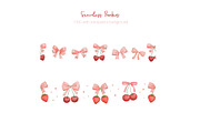 Coquette pink bow and cherry clipart, a Decorative Illustration by ElenaPlatovaArt (Thumbnail 6 of 7)