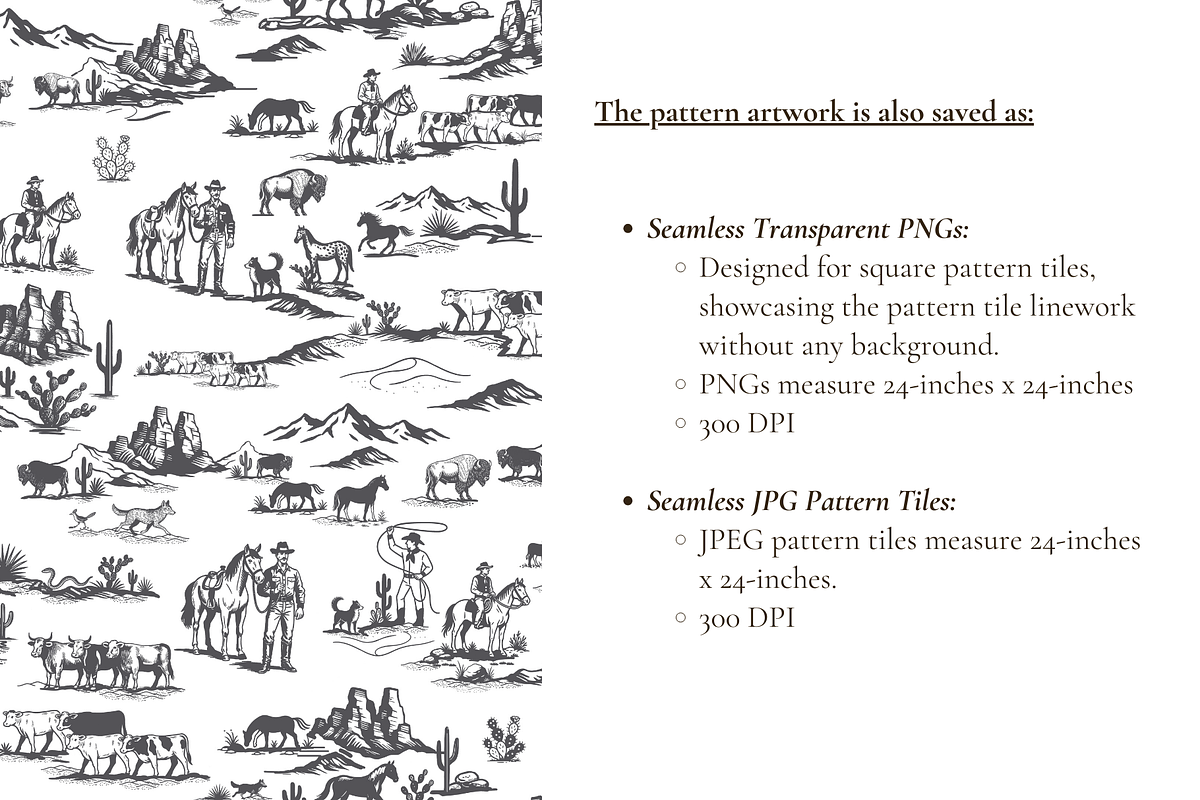 Classic Cowboy Illustrated Pattern, a Pattern Graphic by Hughes Studio (Photo 7 of 9)