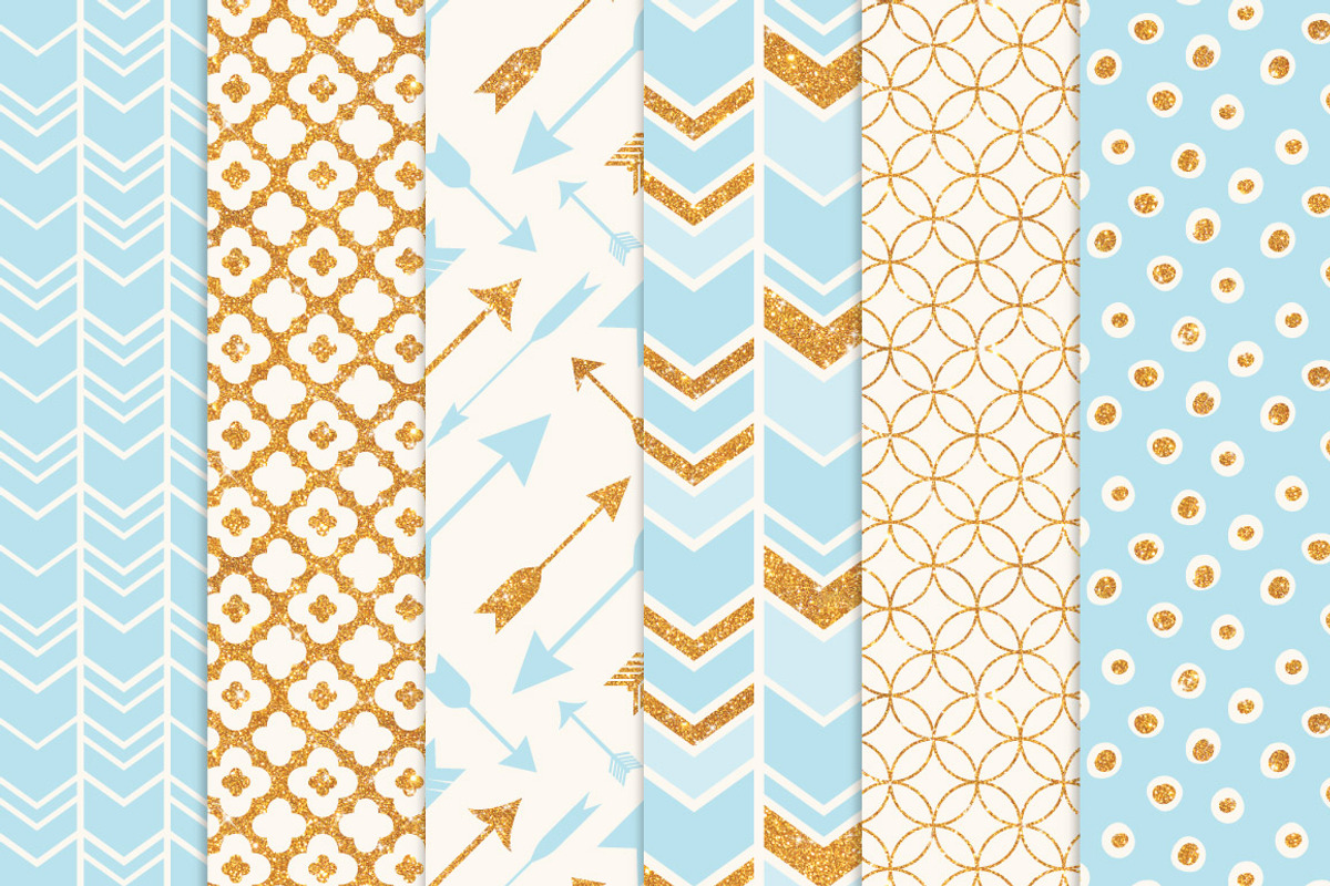 Soft Blue Bohemian Glitter Patterns, a Pattern Graphic by Amanda Ilkov (Photo 3 of 3)