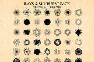 Light Rays & Sunburst Vector Pack, an Illustration by Seaquint