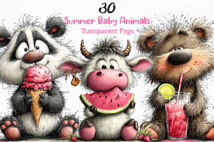 Whimsical Summer Baby Animals Clipar, an Illustration by Craft Nest