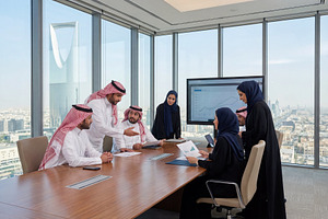 Saudi Businessman Working on Office