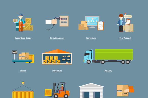 Set Of Icons Transport Logistics