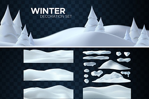 Winter snow decoration set.