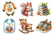 Watercolor Autumn Baby Shower Clipar, an Illustration by Daily.Designs (Thumbnail 2 of 5)